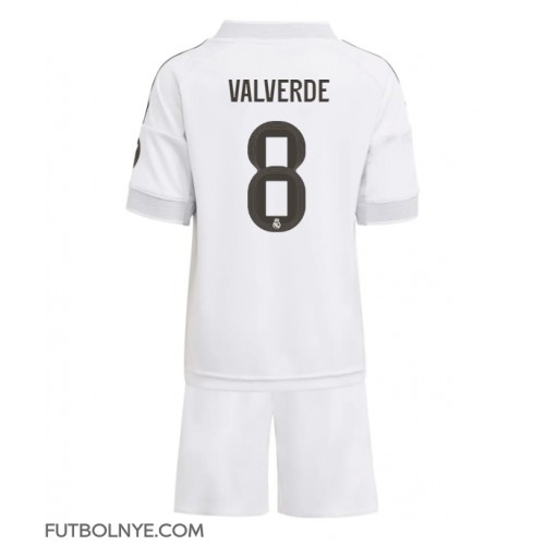 Camiseta Real Madrid Federico Valverde #8 Primera Equipación para niños 2025-26 manga corta (+ pantalones cortos)